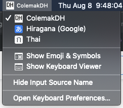 My keyboard inputs